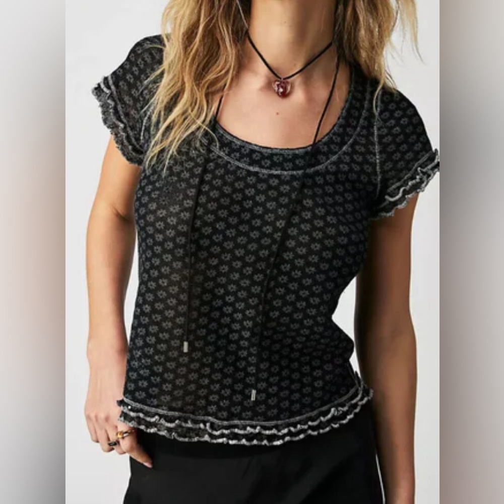 Free People Garner Tee in Black Combo